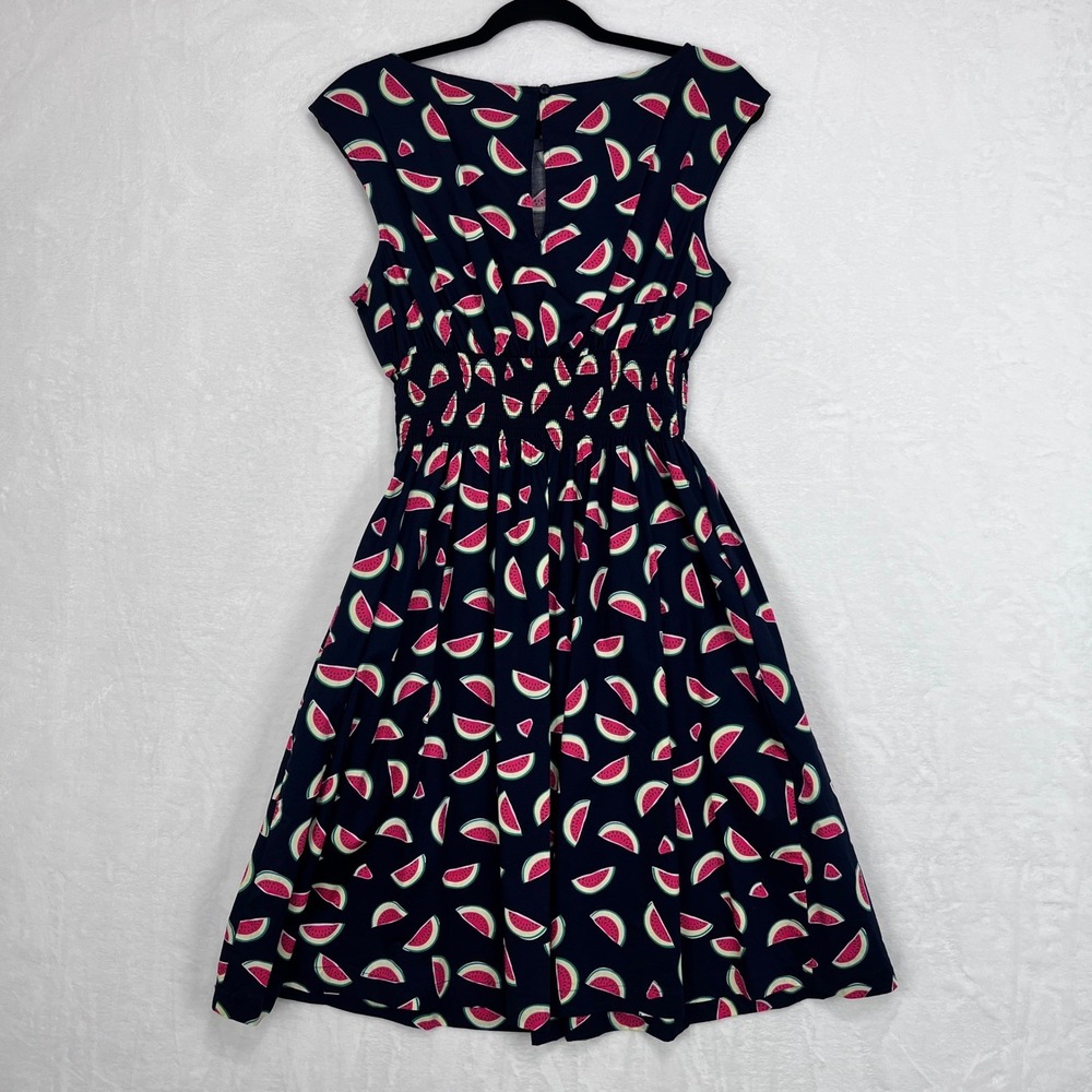 Kate Spade Watermelon Party Blaire Dress Womens Large Navy Blue KC389 - Picture 2 of 13